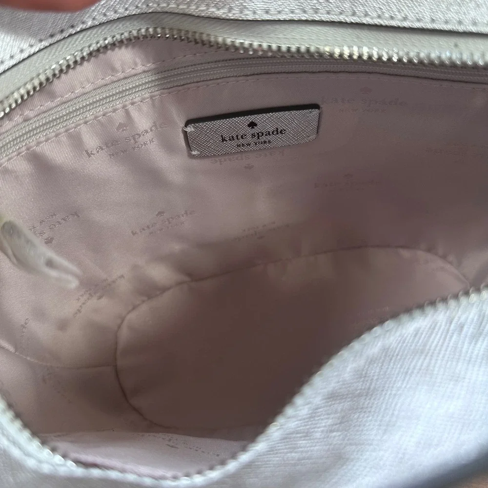 Kate Spade Glimmer Lunar Light Silver Glitter Mixed Medium Satchel Bag